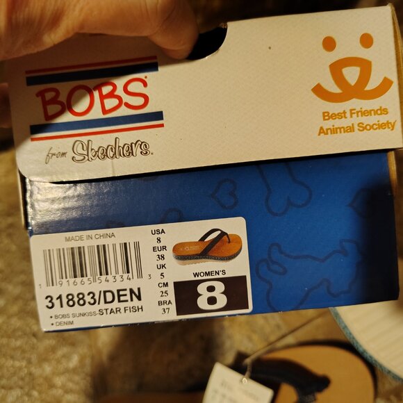 Bobs from Skechers Sunkiss Star Fish Women's Flip Flops 8 NWT Color Denim - Picture 11 of 11